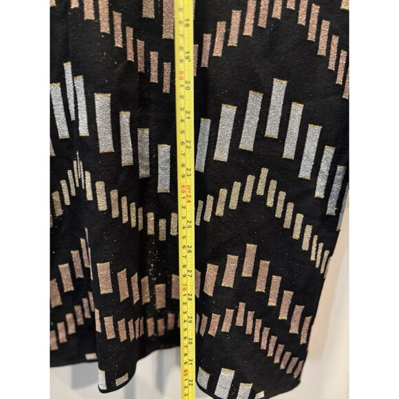 TED BAKER Black Rose Gold Silver Metallic Bell Sleeve Knit Dress Size 2 Sm US - Picture 9 of 9
